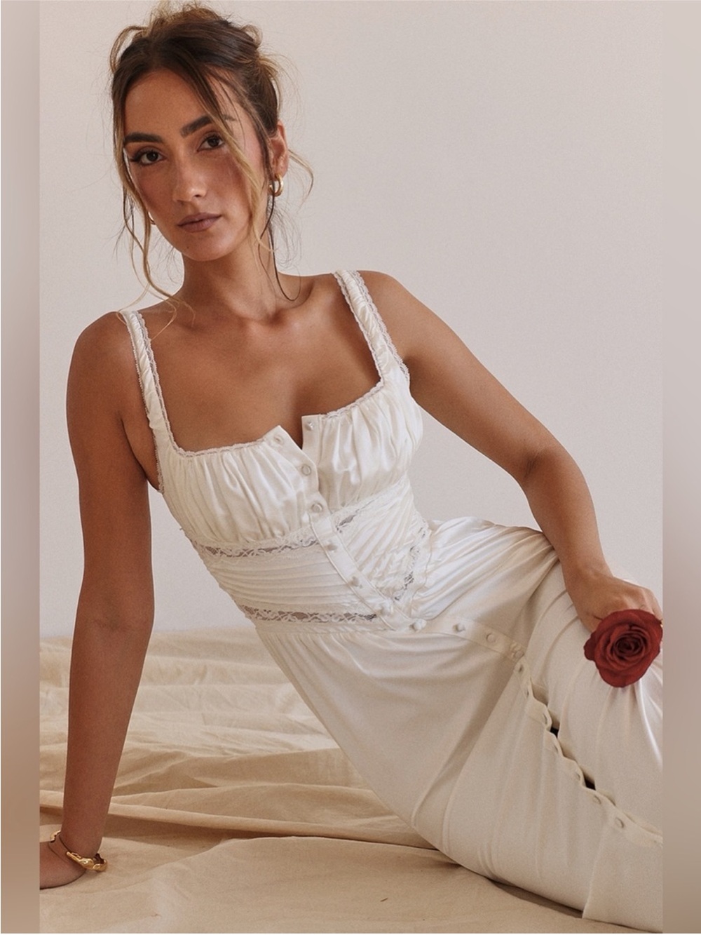 NEW HOUSE OF CB 'Illiana' Ivory Real Silk Maxi Dress Size S - Picture 8 of 13